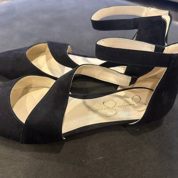 Jessica Simpson low heal suede dressy sandals - Picture 1 of 4